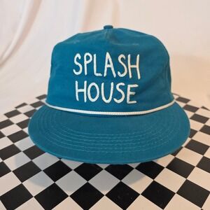 Ambsn Splash House Hat Mens OSFA Teal Blue Excellent Rope Strapback chain stitch